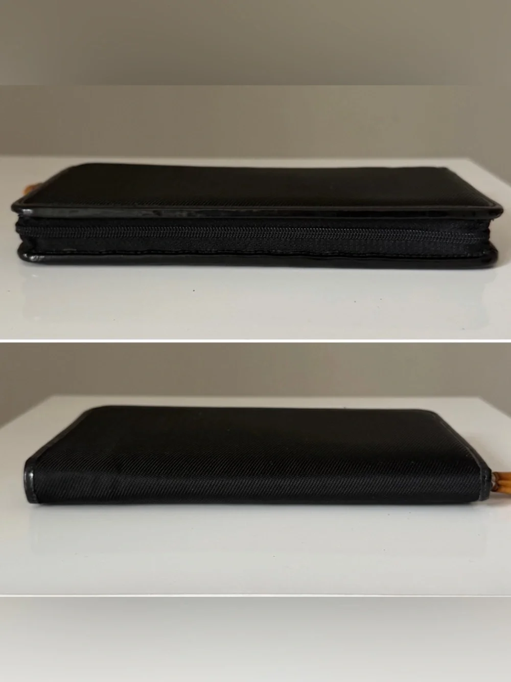 Gucci Bamboo Zip Around Wallet Black Nylon Patent Leather Trim - Picture 5 of 9